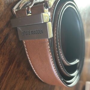 Steve Madden Tan Leather Belt with Silver Buckle